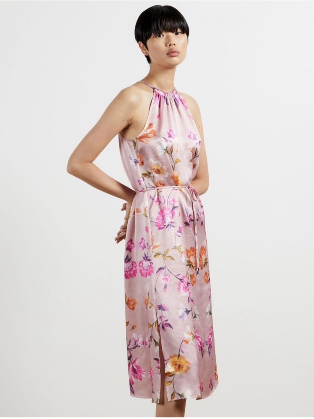 TED BAKER LONDON “Megarra” Rhubarb Halterneck Midi Dress - Picture 6 of 9
